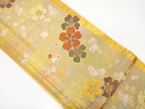 アンティーク 縞に枝垂れ桜・蝶模様織り出し袋帯(材料)